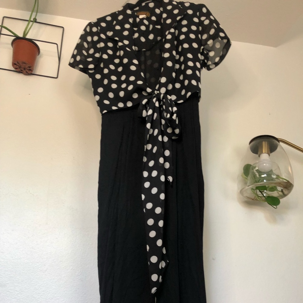 Virgo vintage polka dot black & white jumpsuit